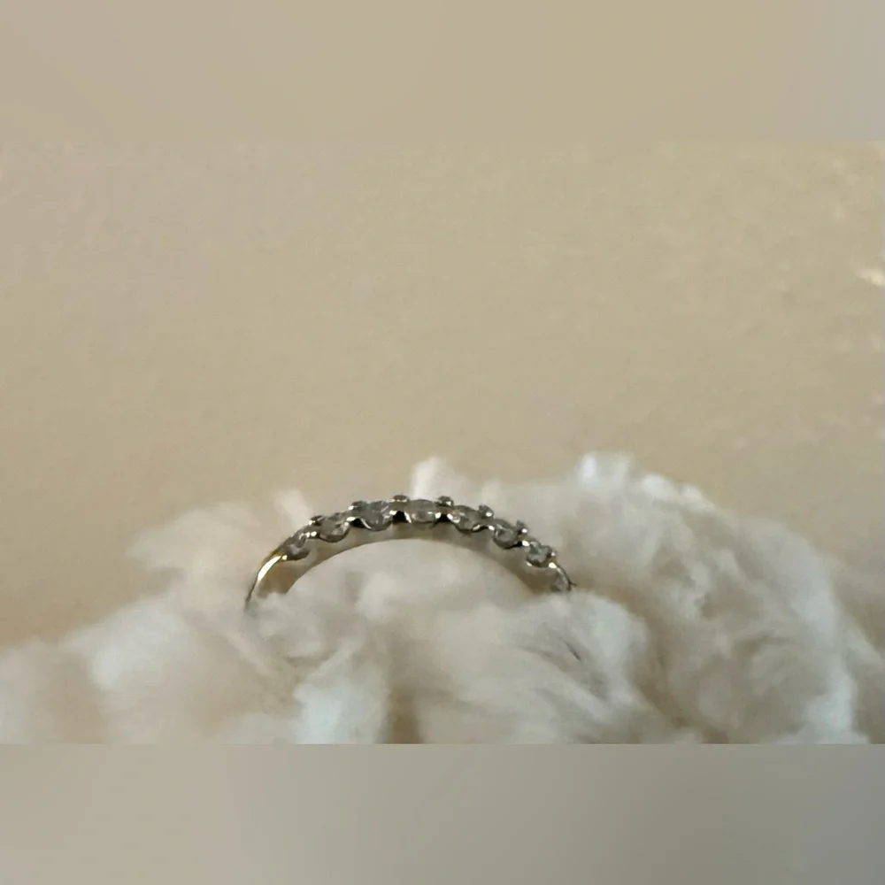14K White Gold Leo Diamond Eternity Band Ring | 3/8 CT | Size 7